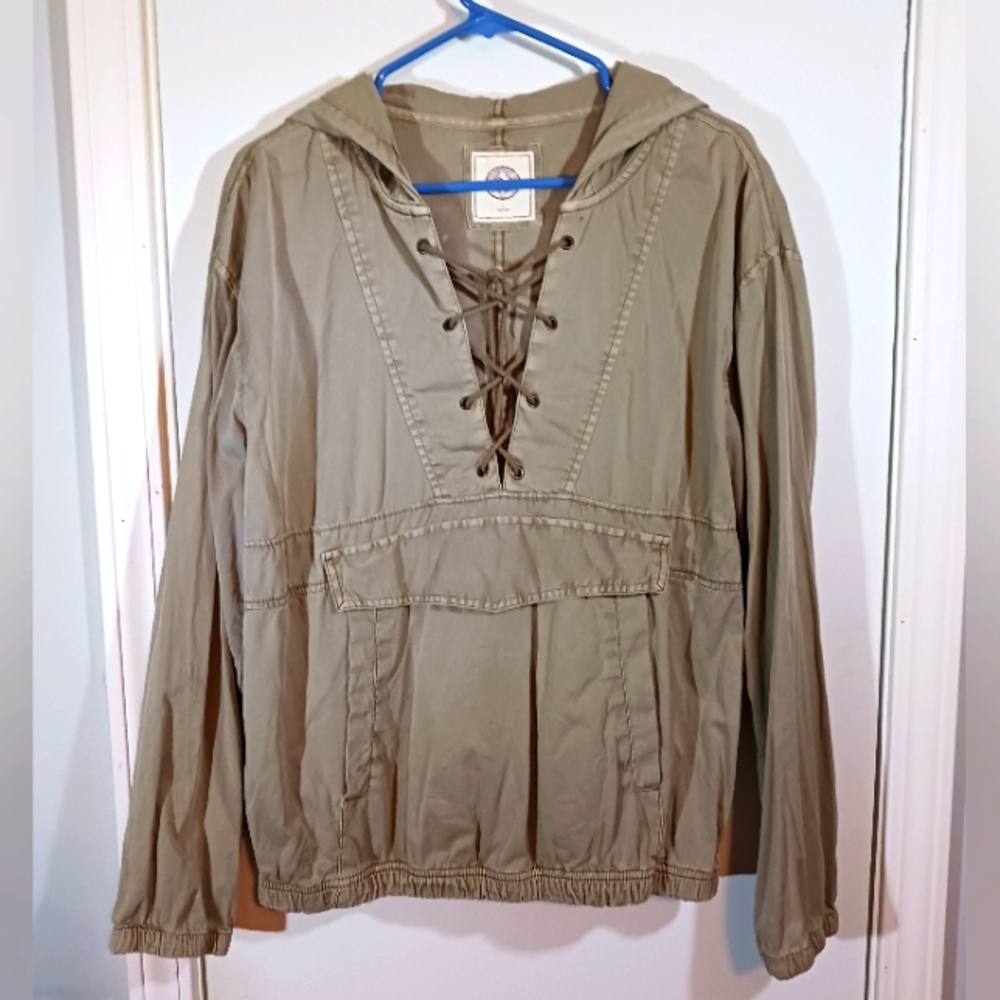 SO Green Lace Up Hoodie With Kangaroo Pocket